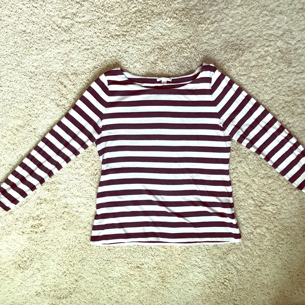 Black and White Striped Long Sleeves Top